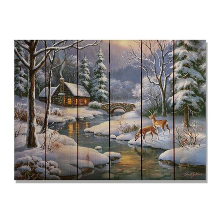 RICKI&APOSS RUGS 33 x 24 in. Kims Winter Deer Inside & Outside Cedar Wall Art RI890030